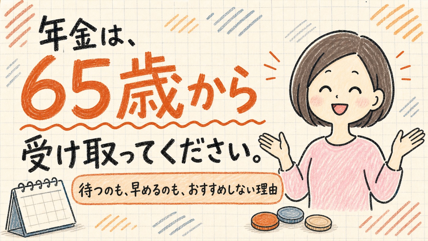 年金は、65歳から受け取ってください。待つのも、早めるのも、おすすめしない理由